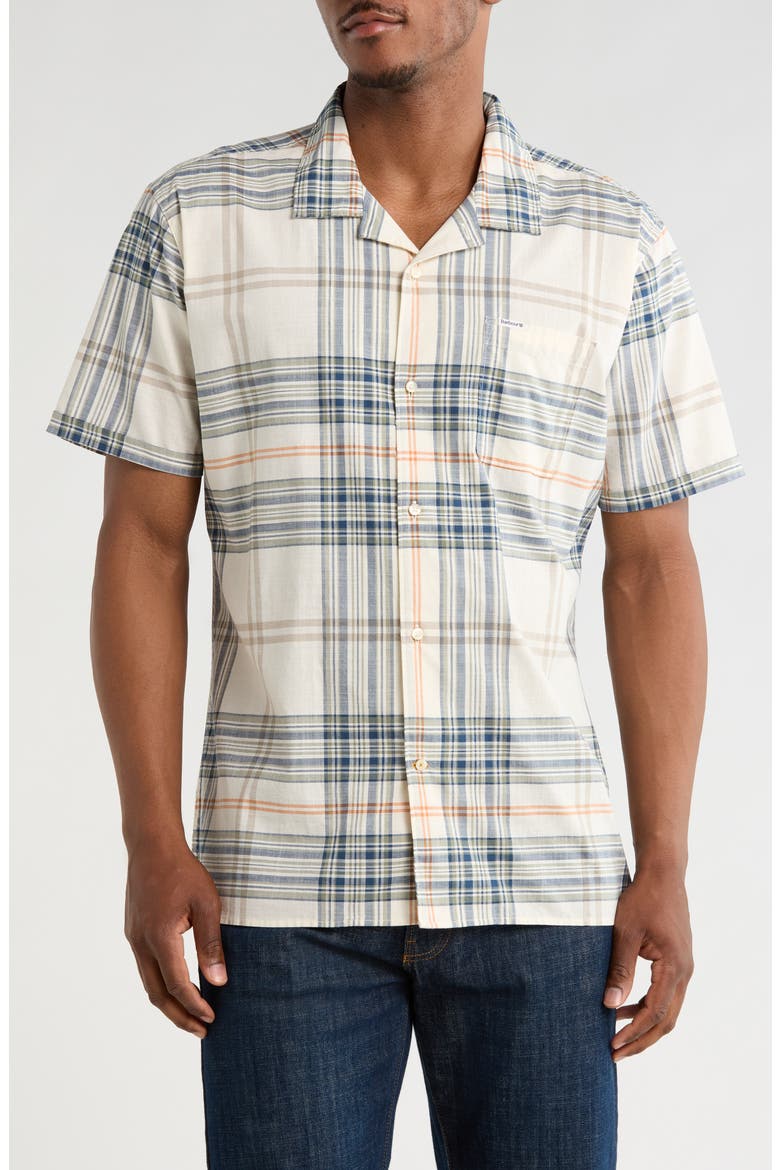 Berryfell Regular Fit Plaid Short Sleeve Button-Up Shirt, Main, color, WHISPER WHITE