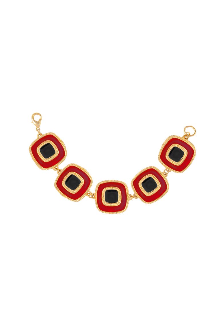 1980s Vintage Red & Black Enamel Bracelet, Main, color, Red and Black