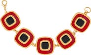 Susan Caplan 1980s Vintage Red & Black Enamel Bracelet