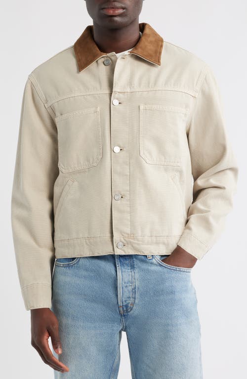 Frame Suede-trimmed Cotton-canvas Jacket In Neutral