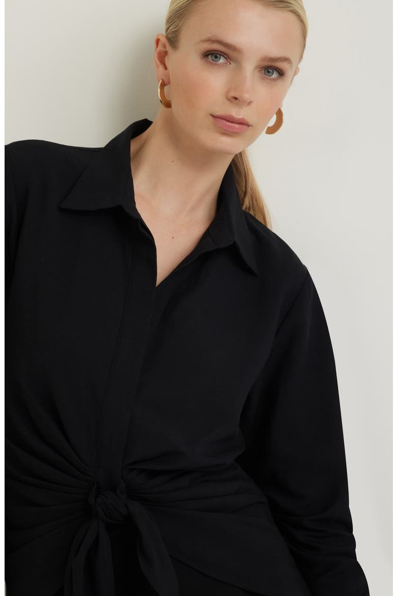 Tie Front Shirt, Alternate, color, BLACK