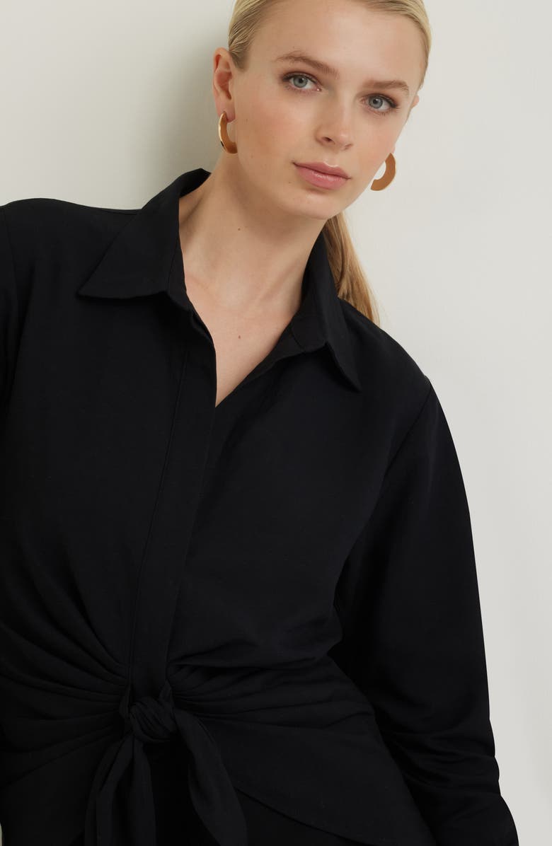 Nordstrom Tie Front Shirt, Alternate, color, Black
