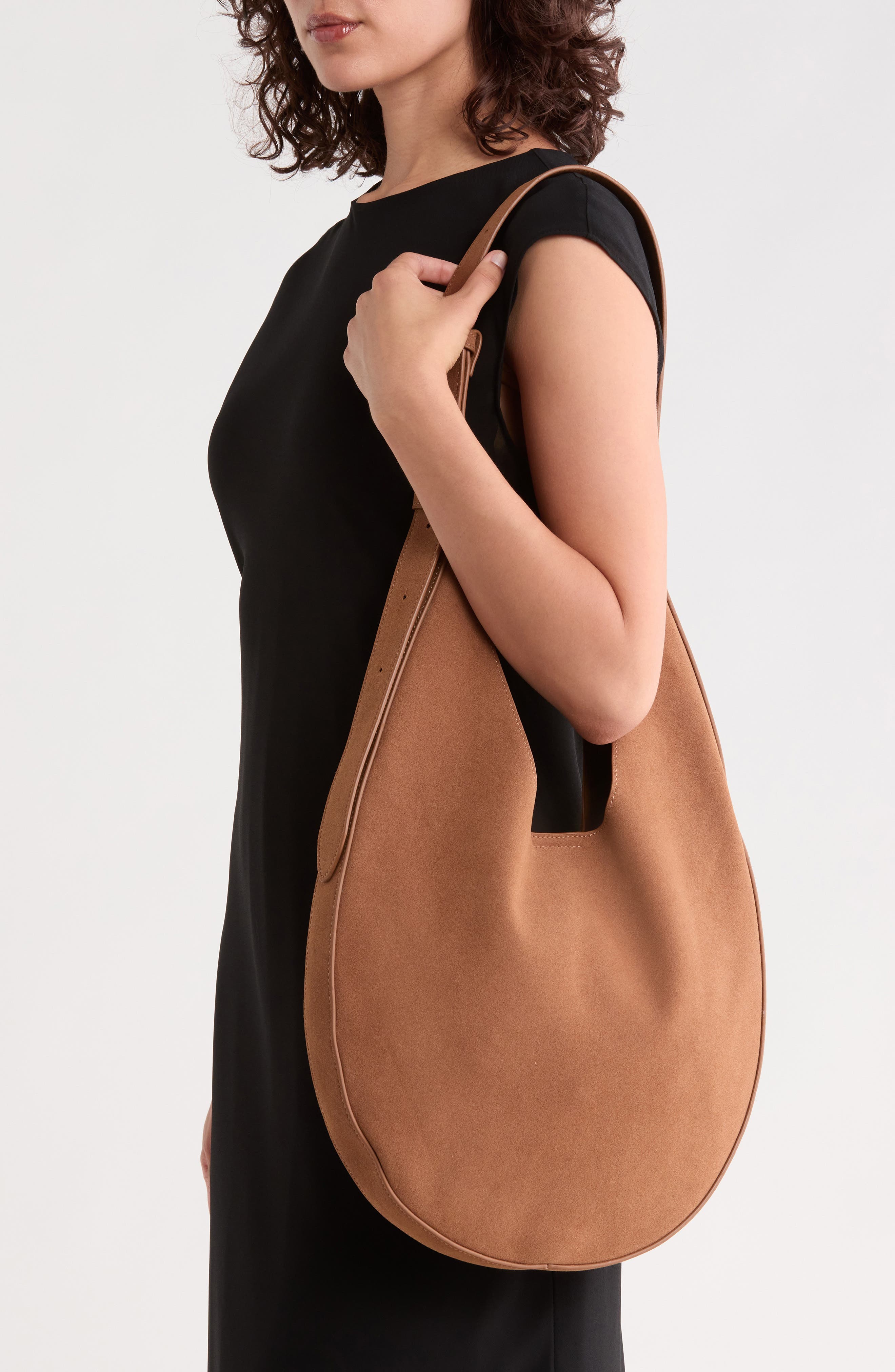 Hobo Faux Suede Shoulder Bag, Alternate, color, CARAMEL