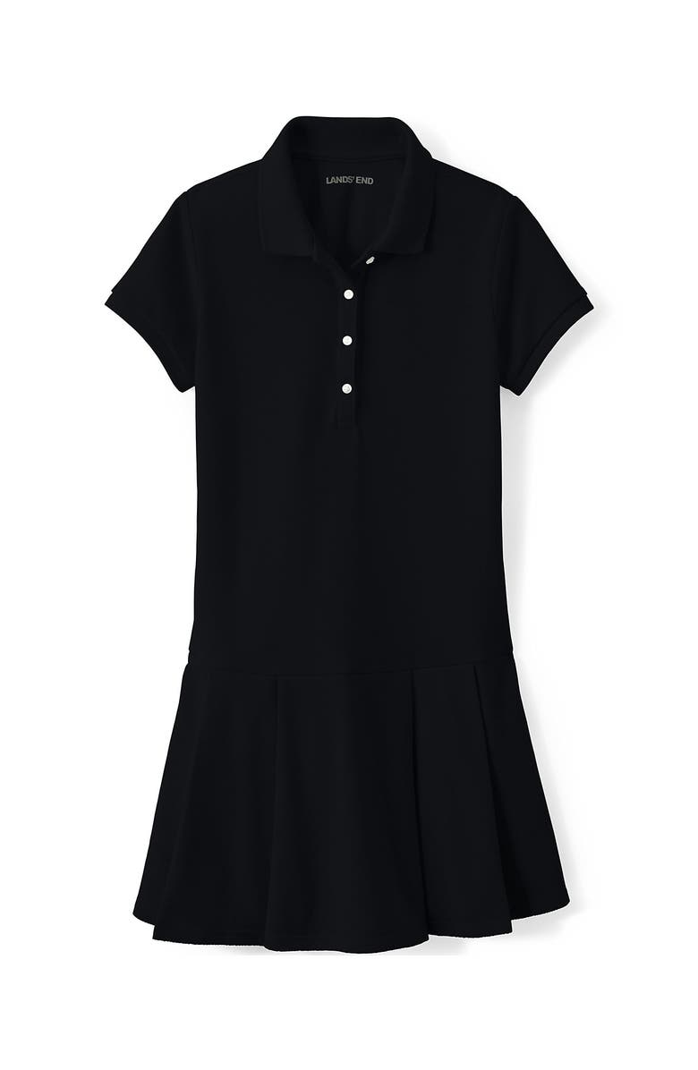 Lands' End School Uniform Girls Short Sleeve Mesh Pleated Polo Dress, Alternate, color, Black