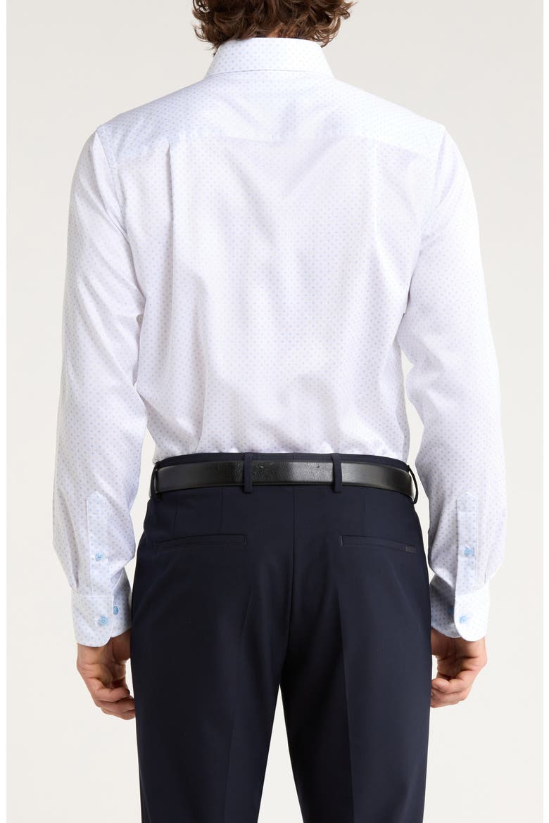 Trim Fit Microprint Dress Shirt, Alternate, color, WHITE/ BLUE