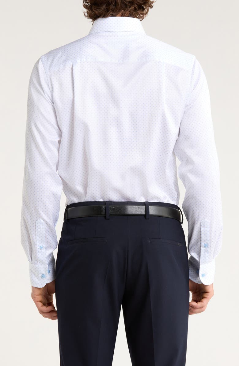 David Donahue Trim Fit Microprint Dress Shirt, Alternate, color, White/ Blue