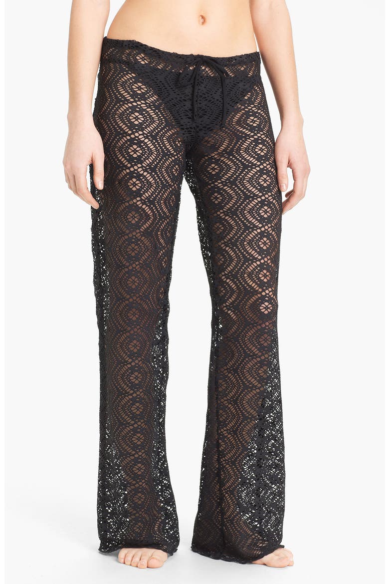 Crochet Cover-Up Pants, Main, color, BLACK