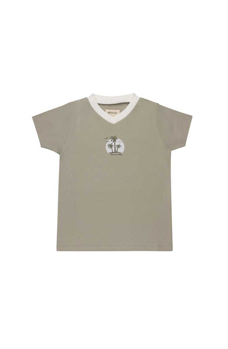 Ely's & Co. Cotton Floral Plaid Collection - Boys Tee, Main, color, Sage