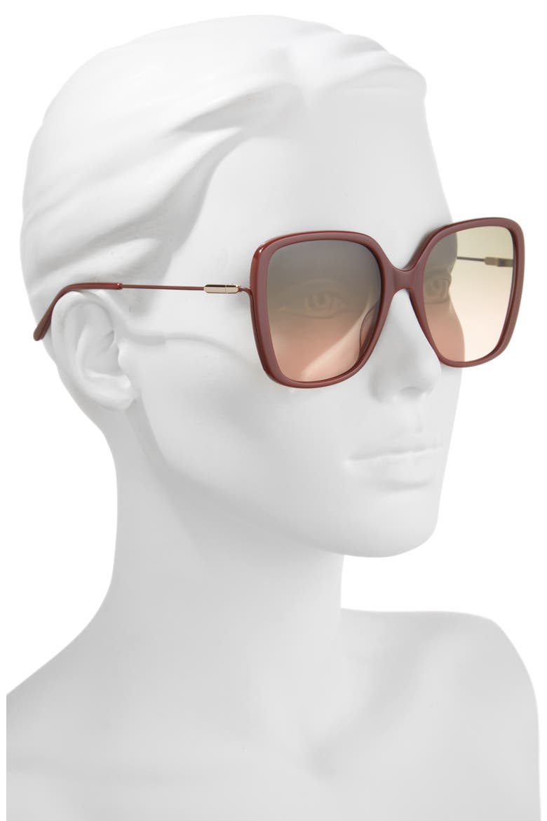 57mm Square Sunglasses, Alternate, color, BROWN BROWN GREEN