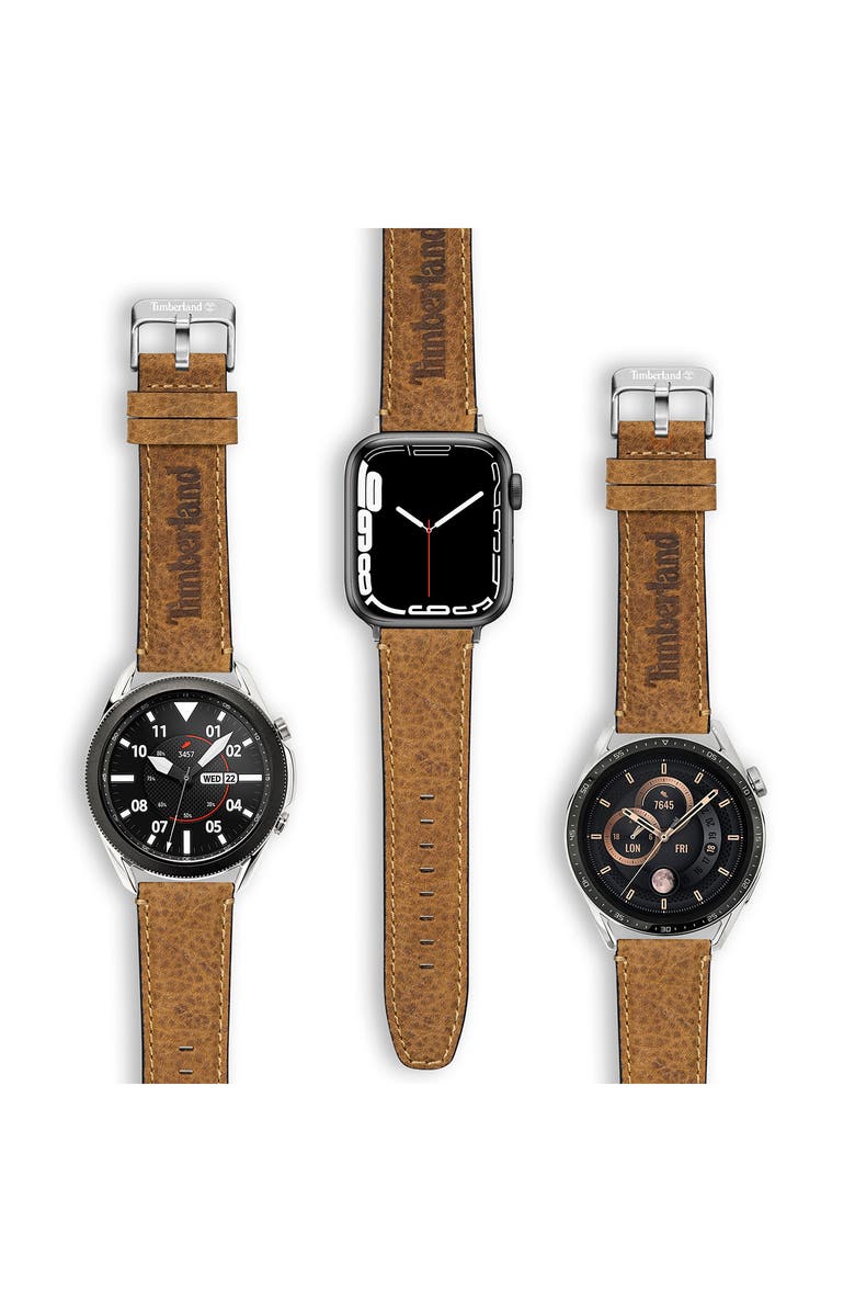 Timberland Barnesbrook Leather 22mm Smartwatch Watchband, Alternate, color, Camel