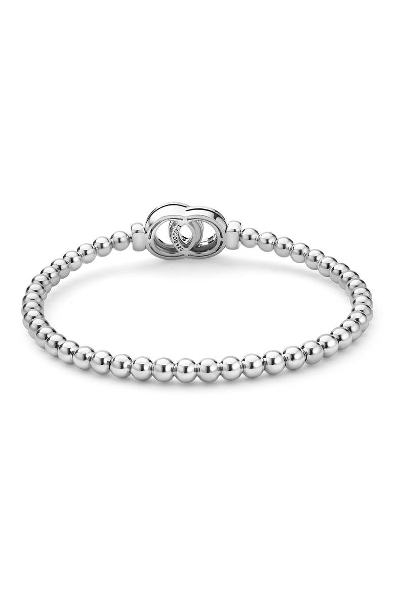 Signature Caviar Interlocking Diamond Stretch Bracelet, Alternate, color, SILVER