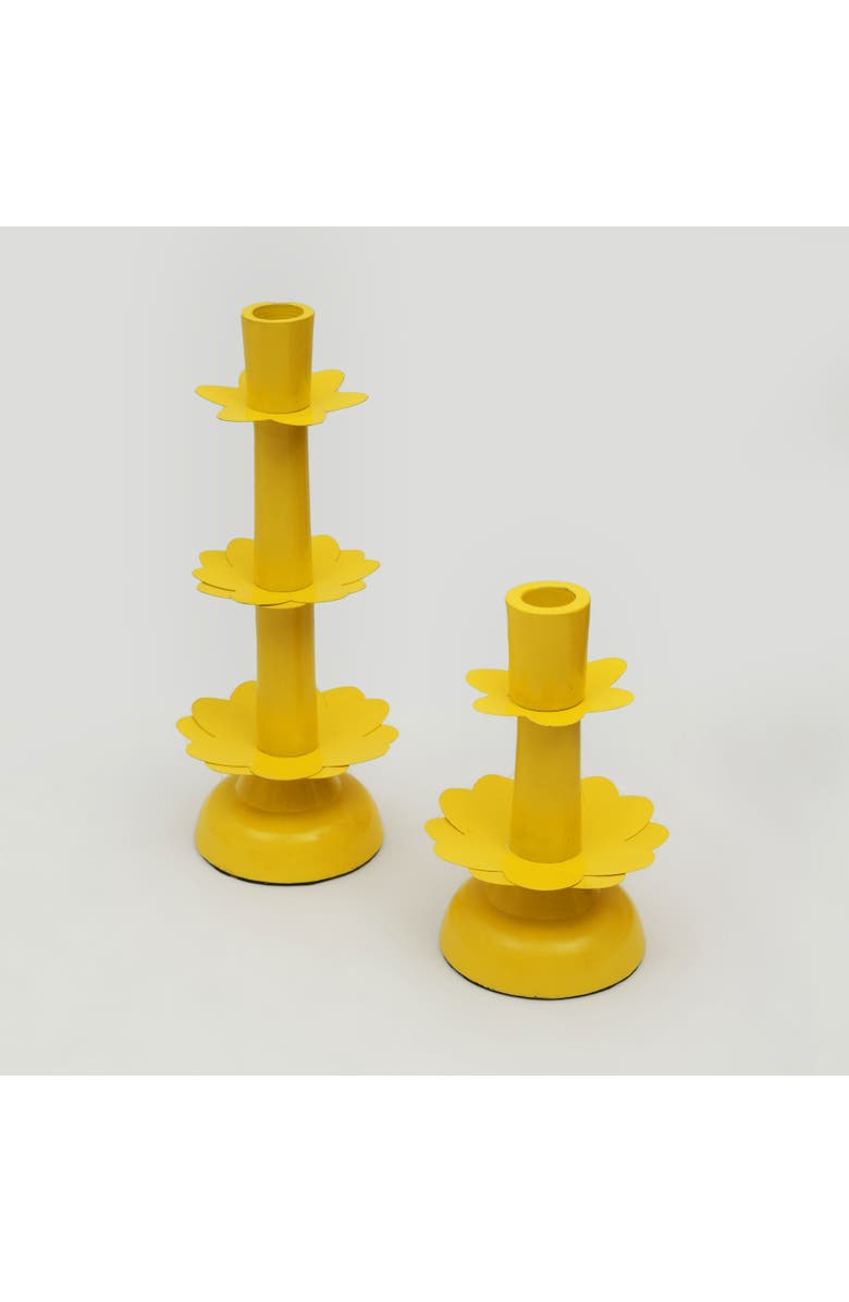 Mela Artisans Sunny Tapered Candleholders, Main, color, Sunny
