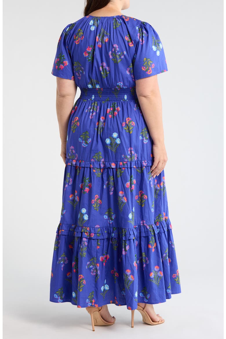 Palmer Floral Poplin Fit & Flare Maxi Dress, Alternate, color, NAVY