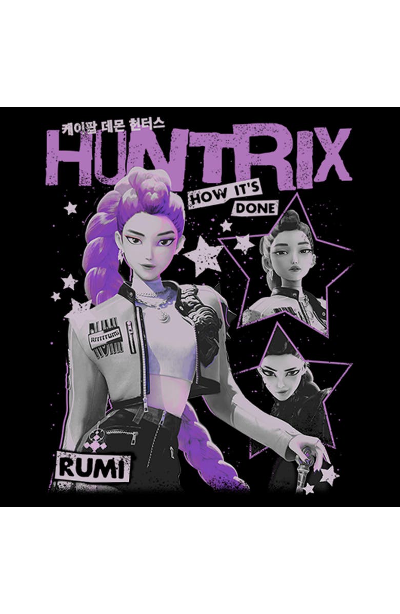 KPop Demon Hunters Girl's KPop Demon Hunters Show How It's Done Rumi Stars Graphic T-Shirt, Alternate, color, Black