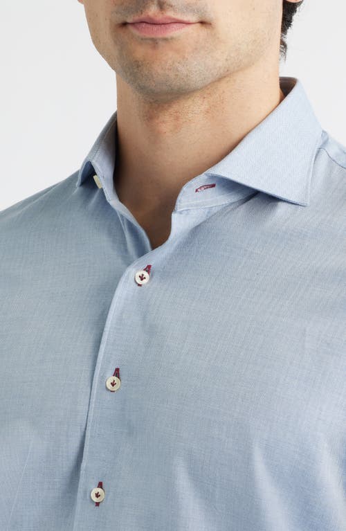 Johnnie-o Augustin Herringbone Cotton Button-up Shirt In Blue