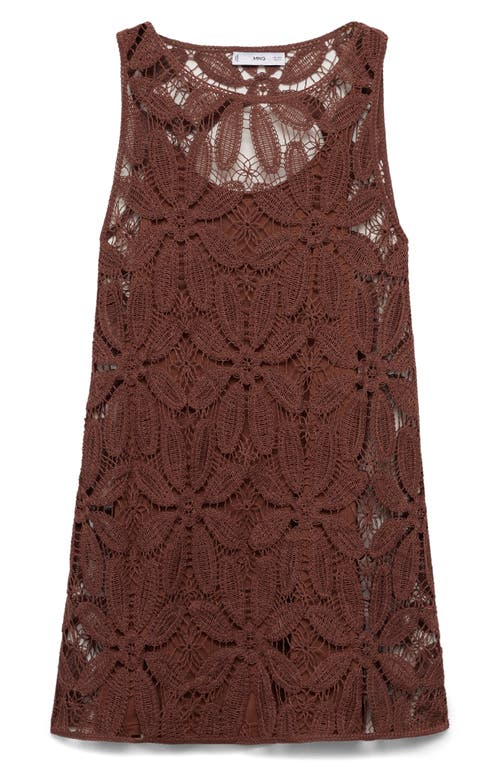 Mango Open Back Crochet Dress Chocolate