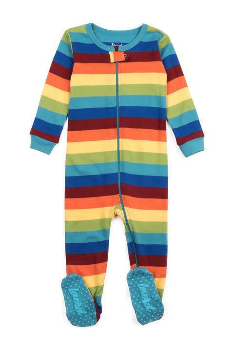 Rainbow Stripe Print Footed Pajama Sleeper