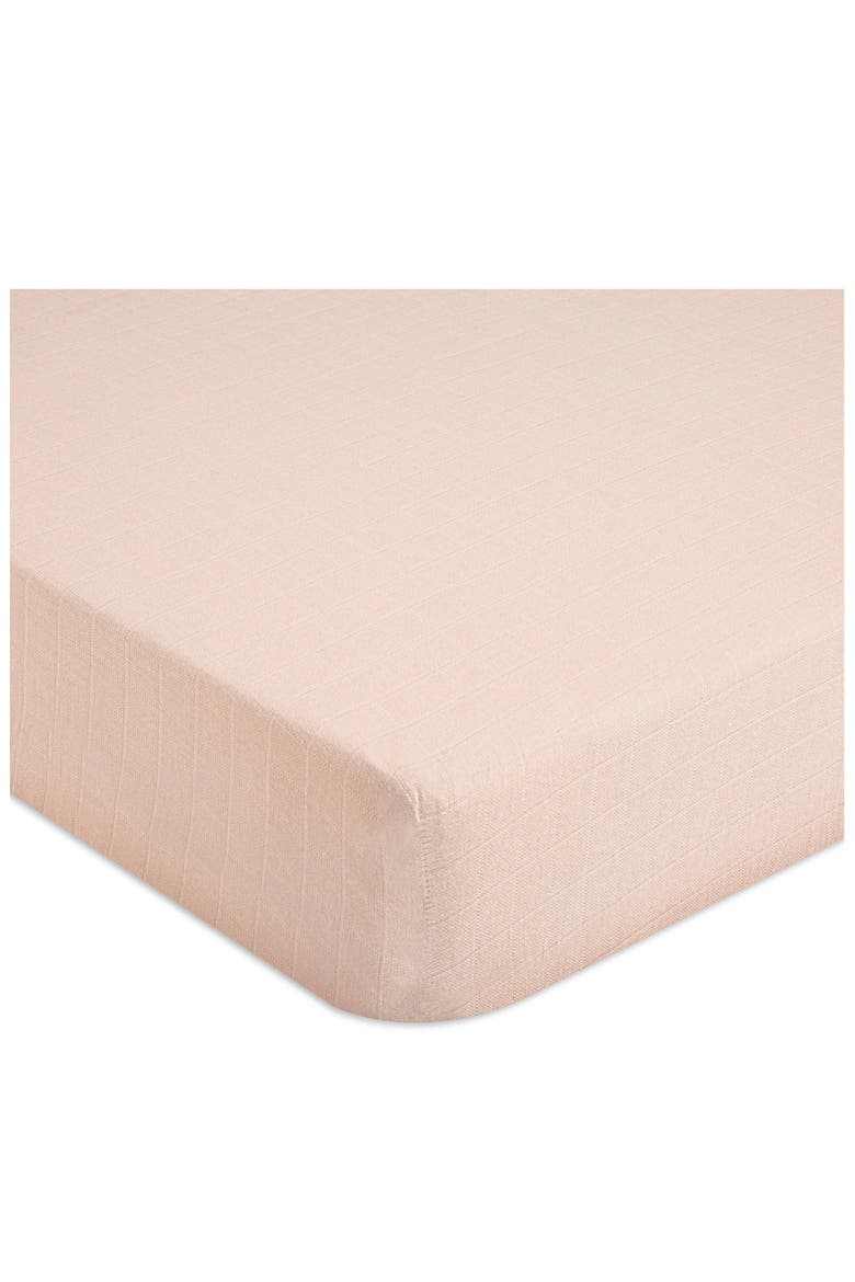Cotton Muslin Fitted Crib Sheet, Main, color, PINK