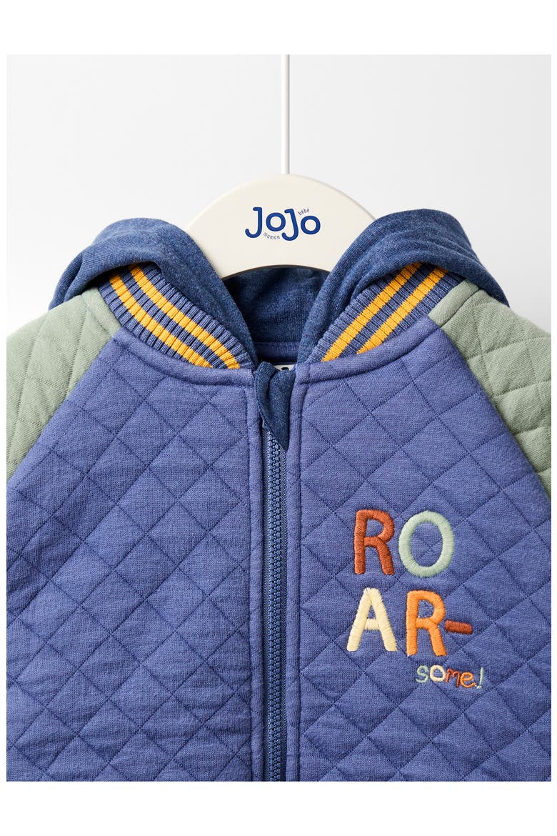 Kids' Dinosaur Appliqué Hooded Bomber Jacket, Alternate, color, INDIGO