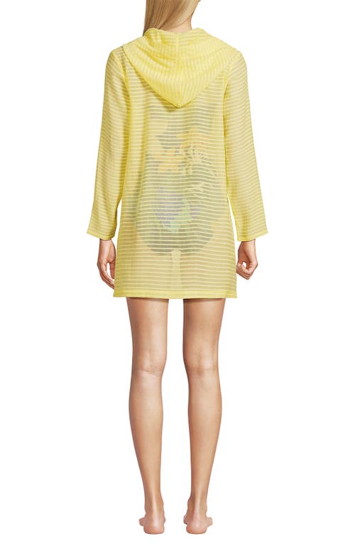 LANDS' END LANDS' END COTTON JERSEY LONG SLEEVE HOODED SWIM COVER-UP DRESS 