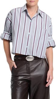 TWP Next Stripe Cropped Cotton Shirt