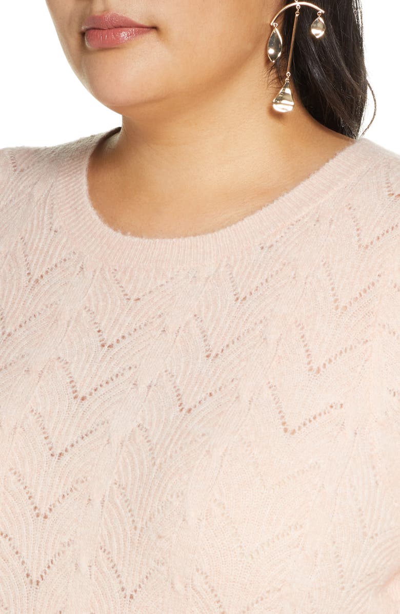 Halogen<sup>®</sup> Pointelle Puff Sleeve Sweater, Alternate, color, 