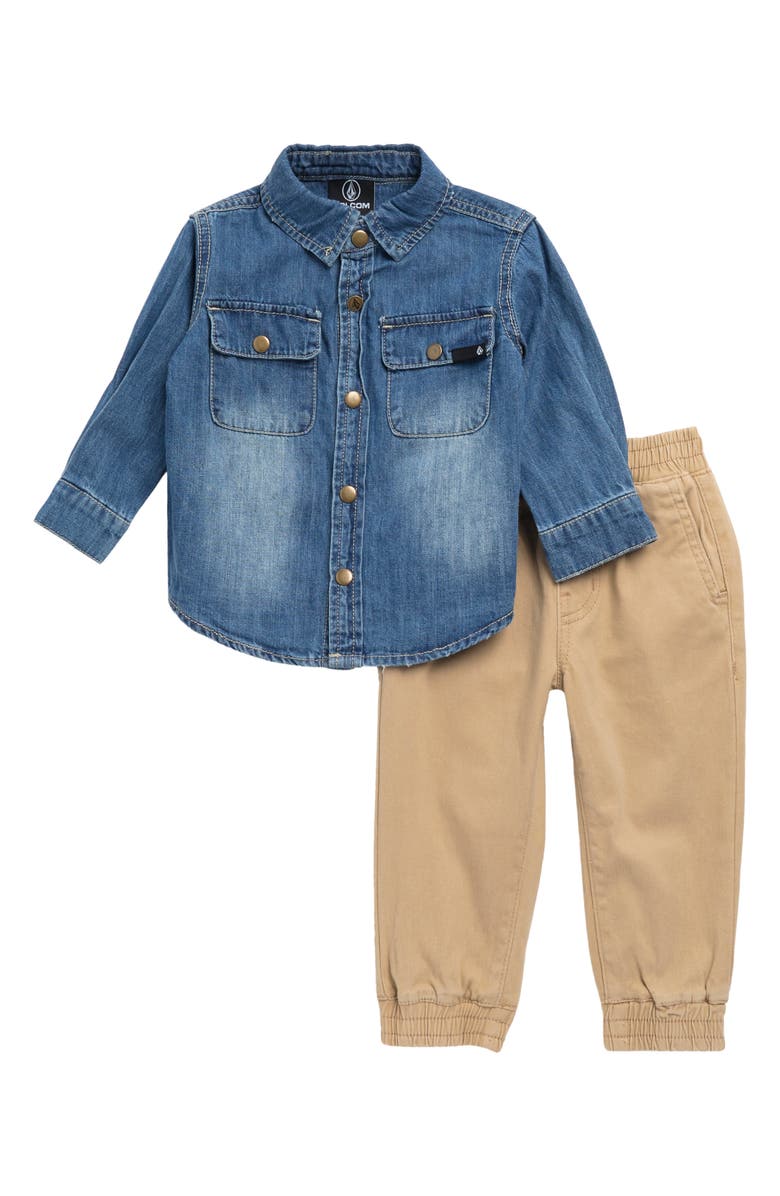 Volcom Lightweight Denim Shirt & Joggers Set, Main, color, 