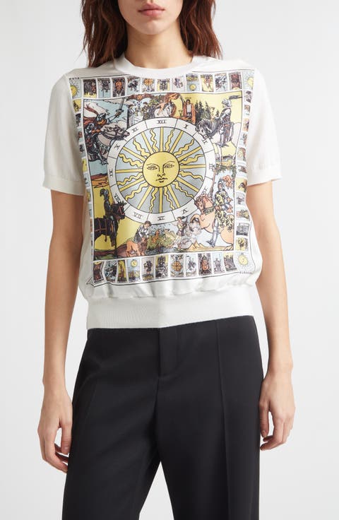 Sandrina Tarot Mixed Media Short Sleeve Sweater