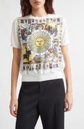 Burberry Sandrina Tarot Mixed Media Short Sleeve Sweater