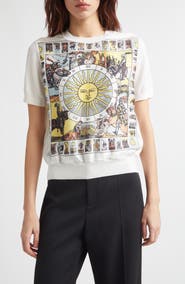 Burberry Sandrina Tarot Mixed Media Short Sleeve Sweater