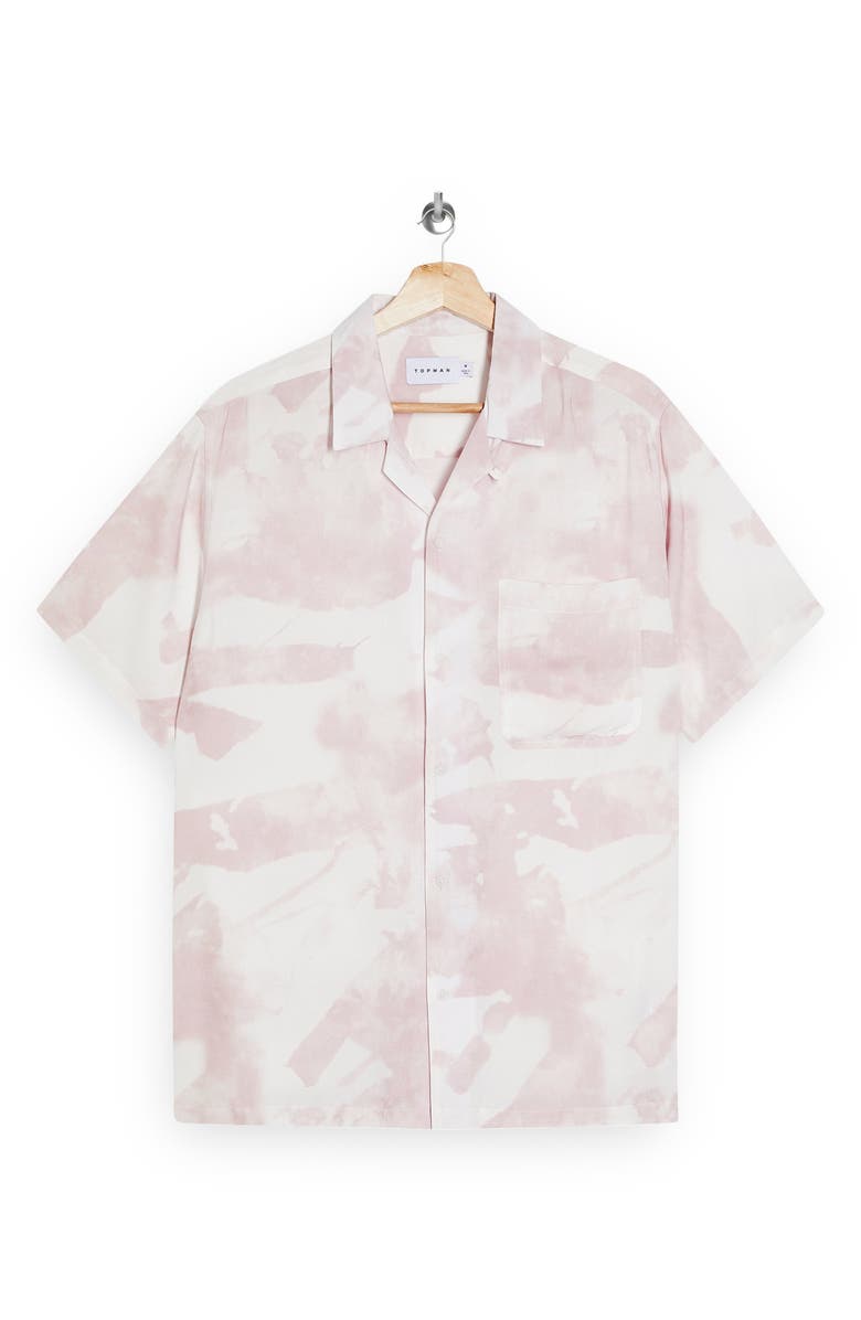 Topman Mist Slim Fit Print Short Sleeve Button-Up Shirt, Alternate, color, 