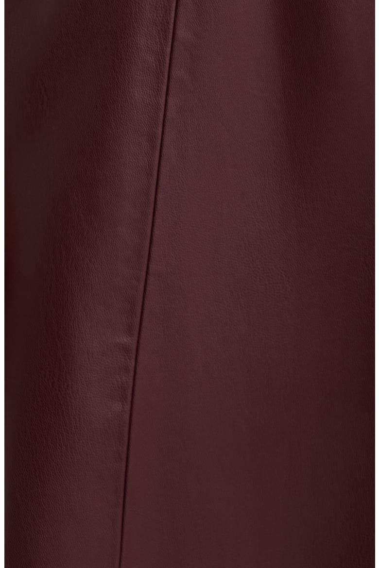 Asymmetrical Hem Faux Leather A-Line Midi Dress, Alternate, color, BAROLO