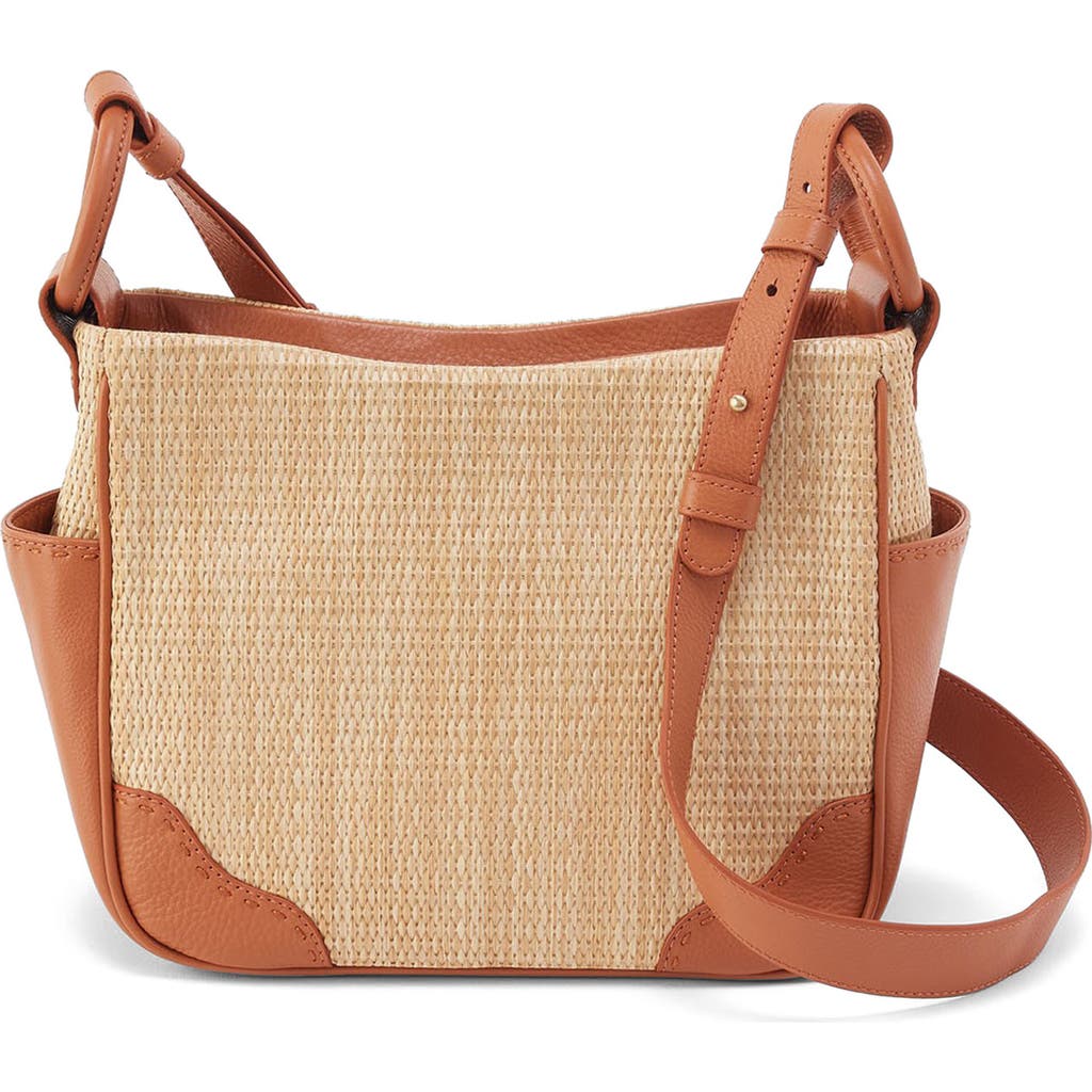Hobo Sheila Straw & Leather Crossbody Bag In Natural Straw