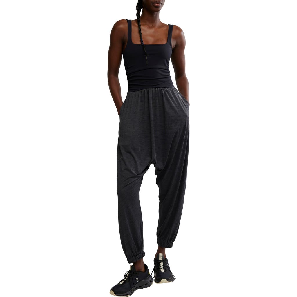 Free People Shiny Happy Tank Jumpsuit In Black