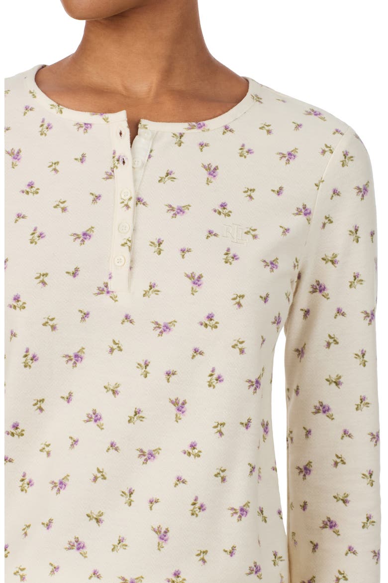 Henley Cotton Pointelle Pajamas, Alternate, color, ROSBUD PRINT