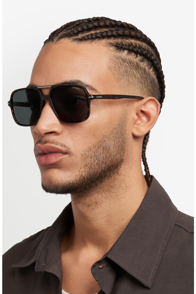 58mm Navigator Sunglasses, Alternate, color, HAVANA/ GREEN