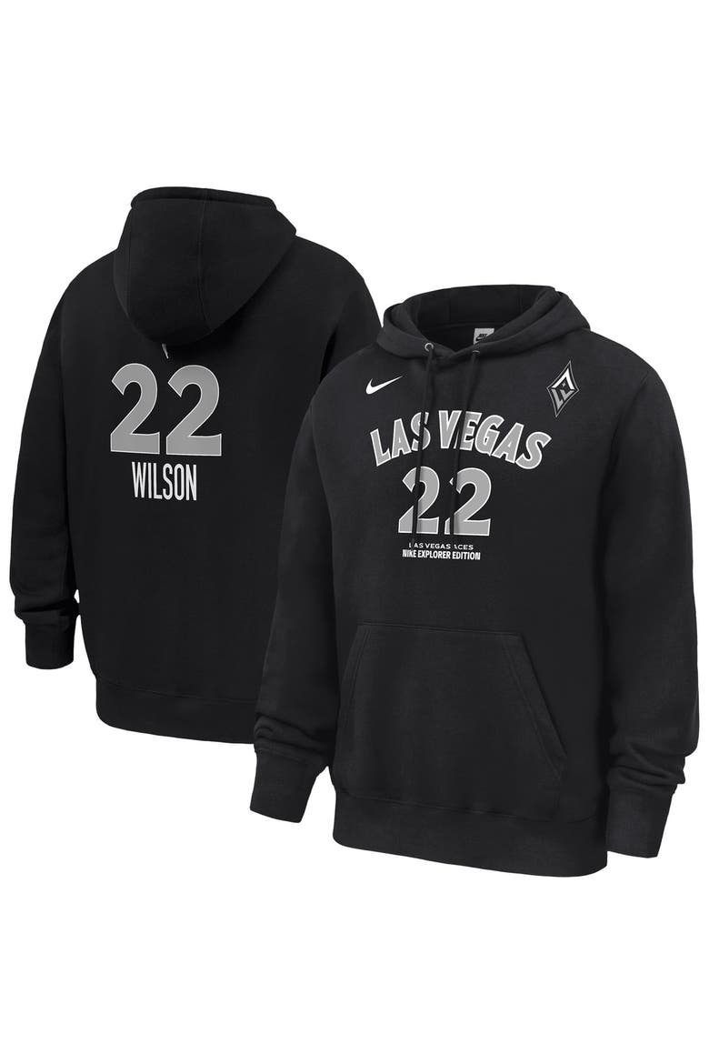 Men's Nike A'ja Wilson Black Las Vegas Aces Explorer Edition Name & Number Hoodie, Main, color, Black