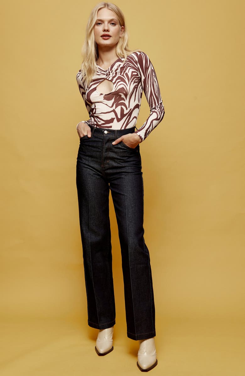 Topshop Swirl Keyhole Top, Alternate, color,