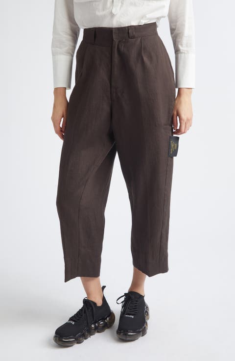 Crop Linen Straight Leg Pants