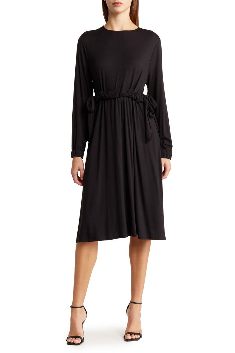 Stretch Modal Long Sleeve Dress, Main, color, BLACK