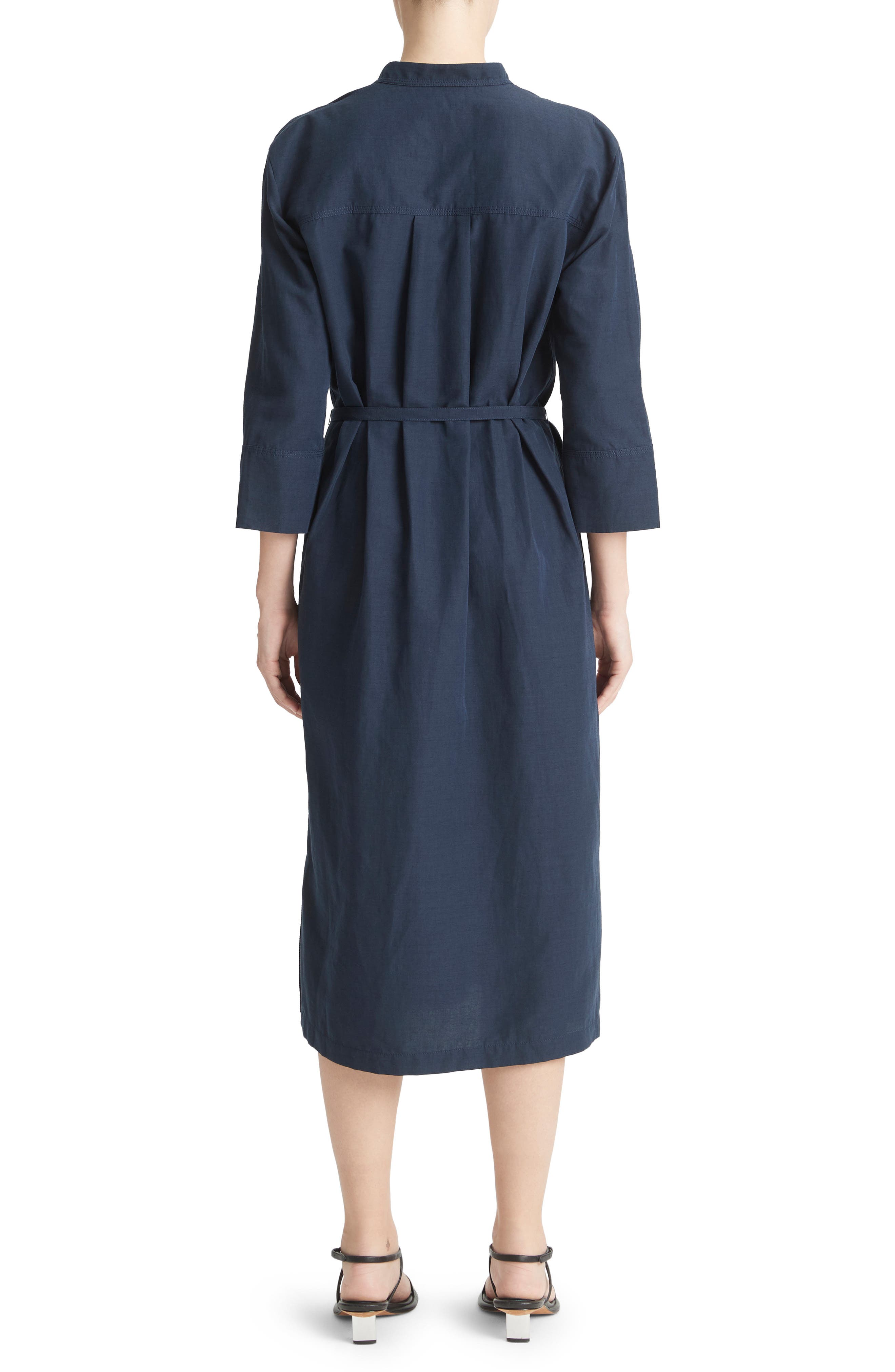 Split Neck Belted Midi Dress - image 2