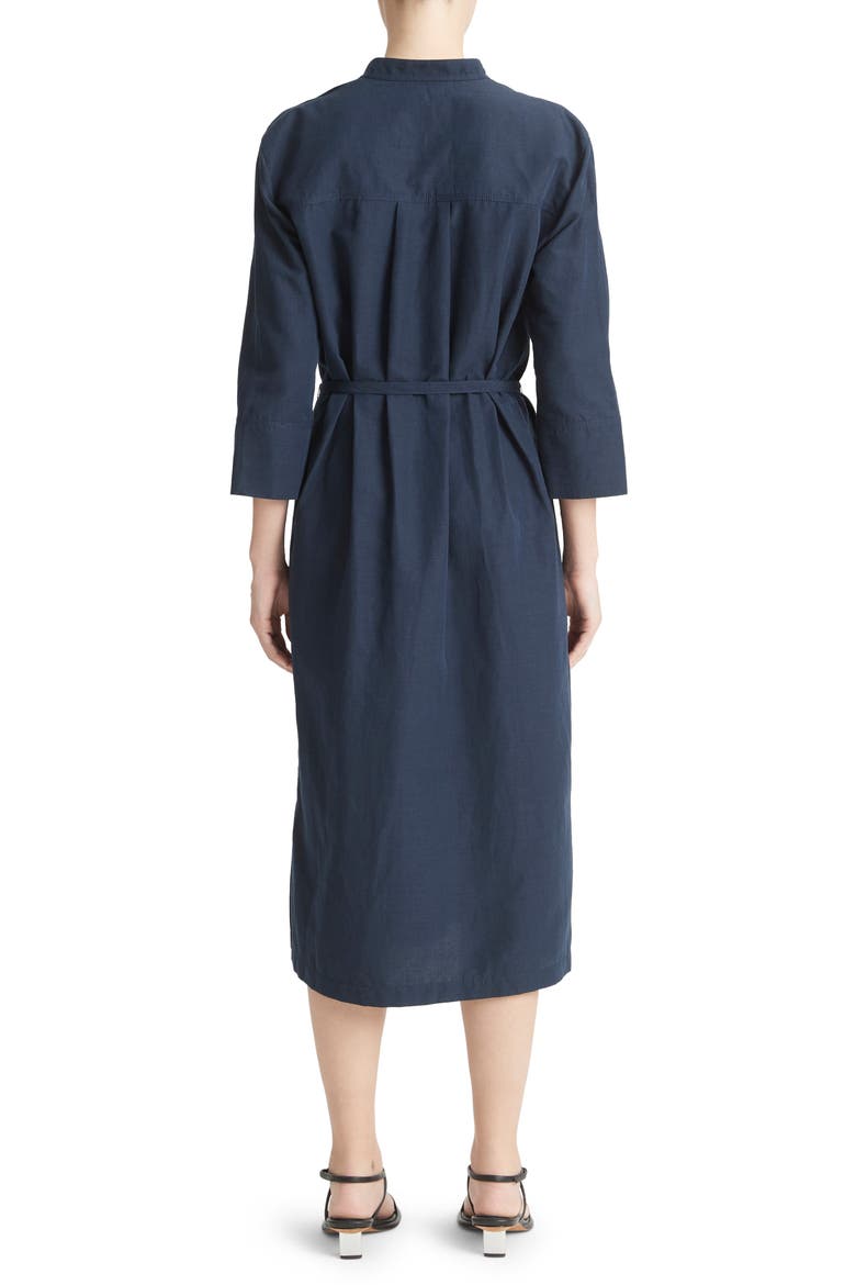 Split Neck Belted Midi Dress, Alternate, color, COASTAL