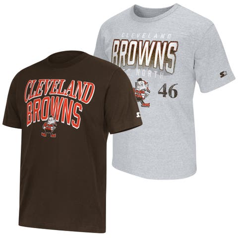 Men's Starter  Brown/Heather Gray Cleveland Browns Two-Pack Throwback Logo T-Shirt Set