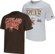 STARTER Men's Starter Brown/Heather Gray Cleveland Browns Two-Pack Throwback Logo T-Shirt Set