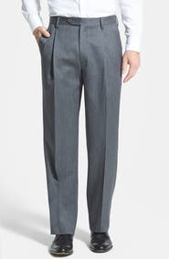 Berle Pleated Classic Fit Wool Gabardine Dress Pants