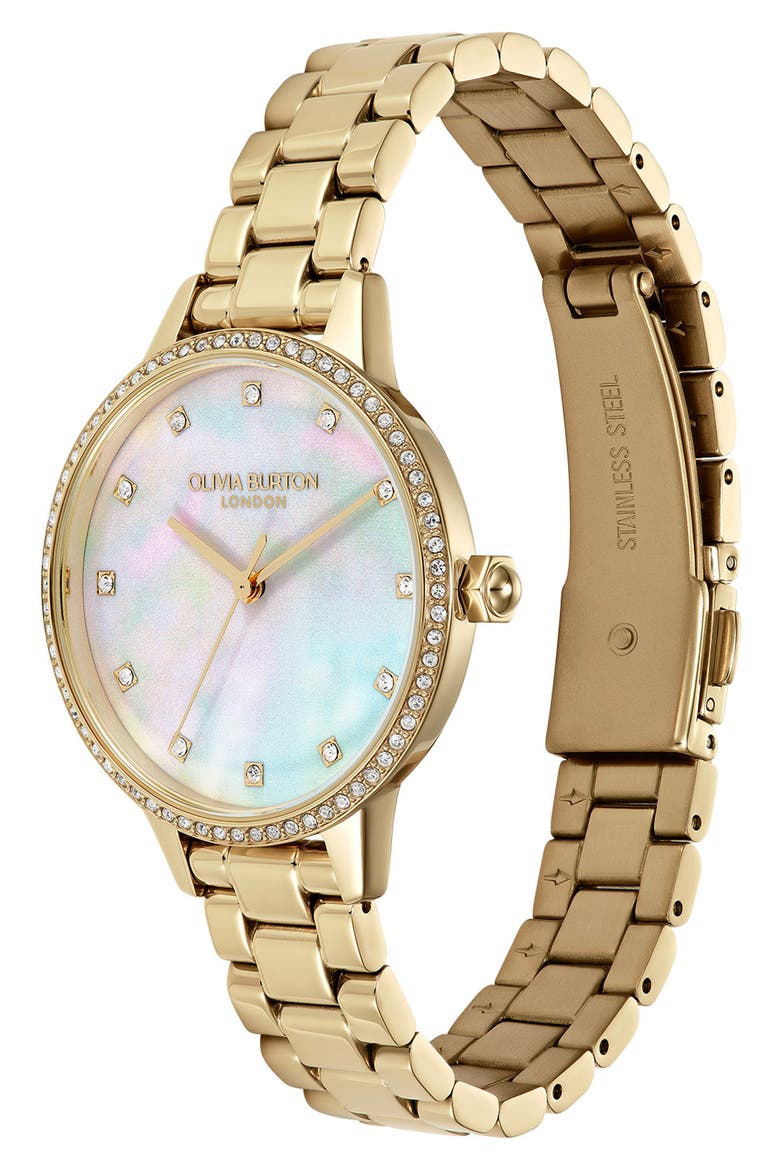 Captivate Mother-of-Pearl & Crystal Bracelet Watch, 34mm, Alternate, color, MOP/ GOLD