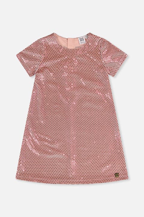 Short Sleeve Sparkle Velour A-line Dress (toddler, Little Kid & Big Kid)