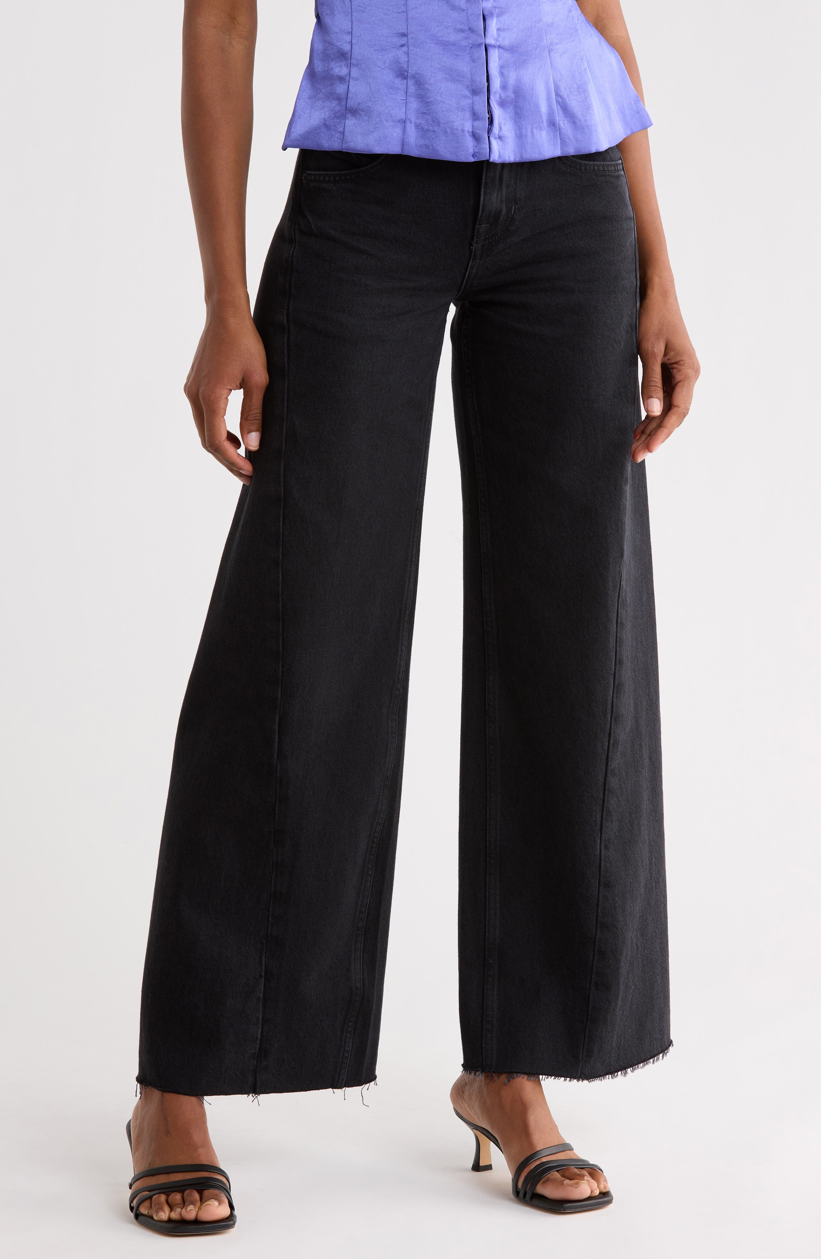 Alter Ego Raw Hem Twisted Wide Leg Jeans