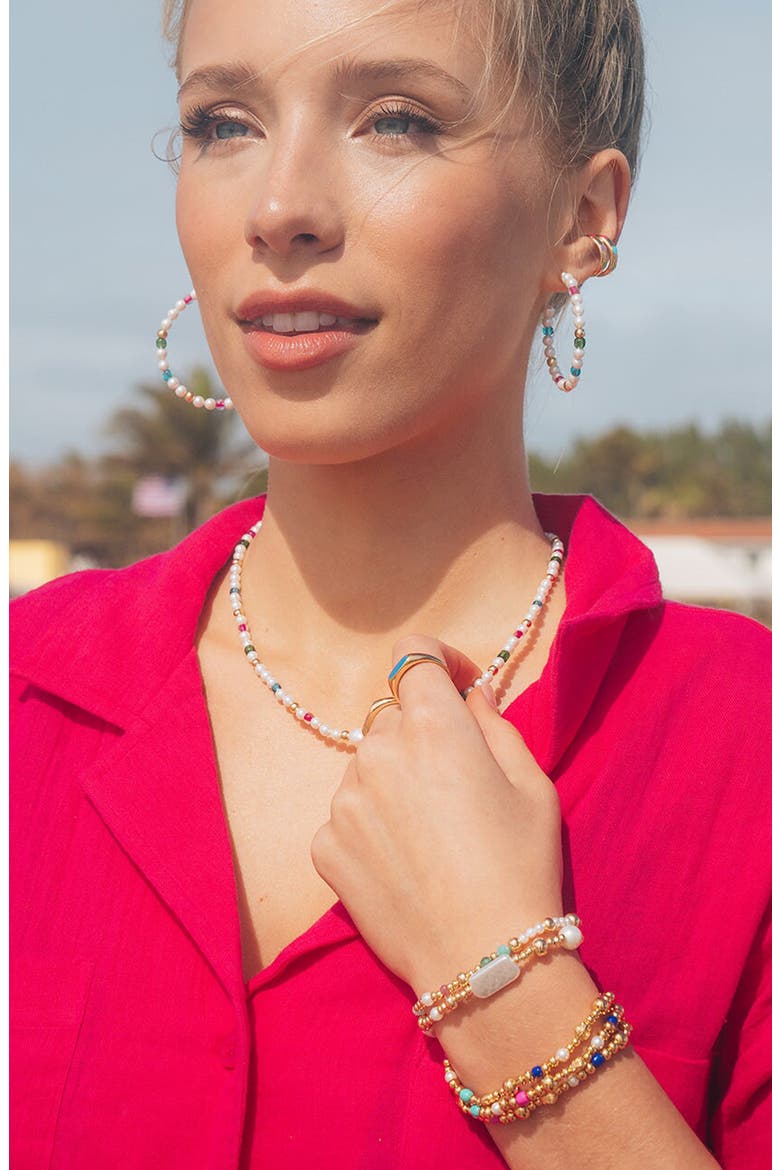 Polly Beaded Necklace, Main, color, SILVER