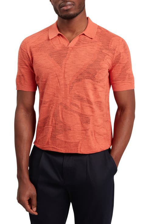 Sidraha Jacquard Knit Cotton & Linen Polo
